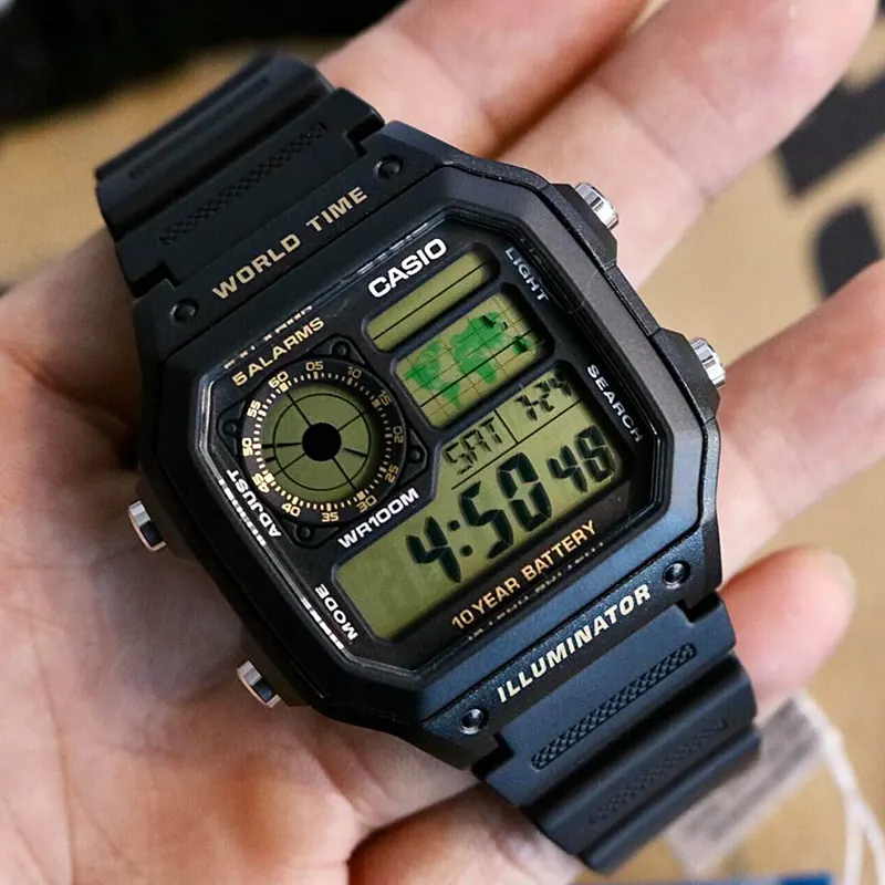 Casio Youth 10 years Battary Life Amber Dial Men's Watch- AE-1200WH-1BV